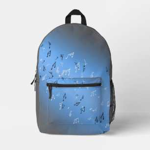Musical Notes in the Moonlight Blue Printed Backpack