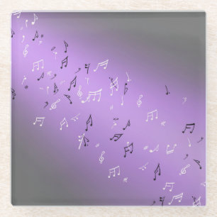 Musical Notes in the Moonlight Glass Coaster