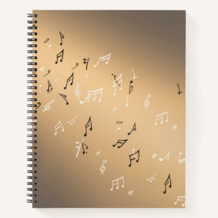 Musical Notes in the Moonlight golden  Notebook