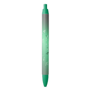Musical Notes in the Moonlight Green Black Ink Pen