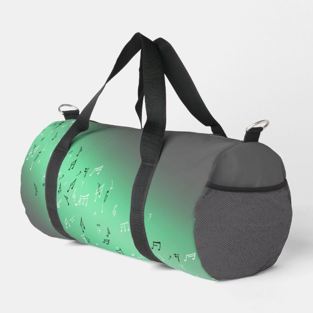 Musical Notes in the Moonlight Green  Duffle Bag (Right Corner)