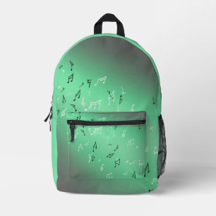 Musical Notes in the Moonlight Green Printed Backpack