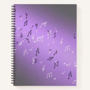 Musical Notes in the Moonlight Lilac Notebook