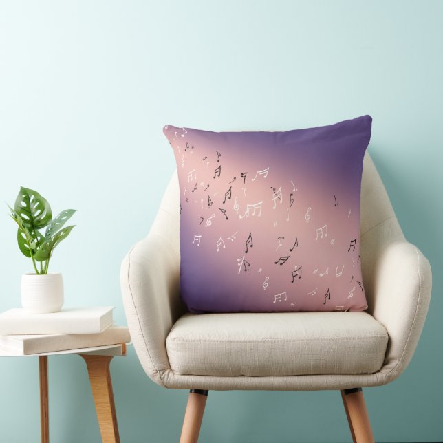 Musical Notes in the Moonlight Lilac Pink Cushion (Chair)