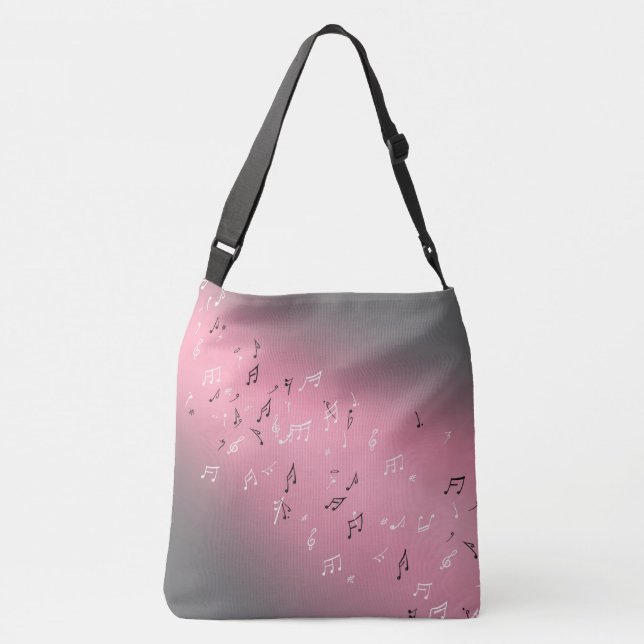 Musical Notes in the Moonlight  Pink Crossbody Bag (Back)