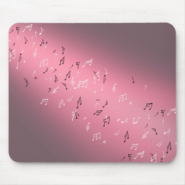Musical Notes in the Moonlight  Pink Mouse Mat (Front)