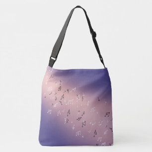Musical Notes in the Moonlight pink purple Crossbody Bag