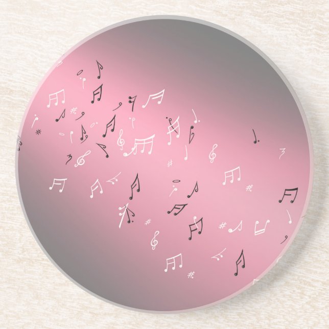 Musical Notes in the Moonlight Sandstone  Coaster (Front)