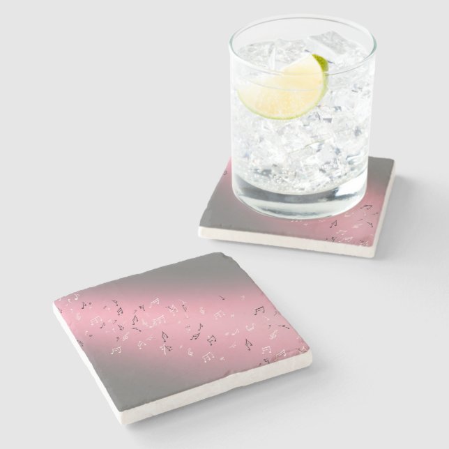 Musical notes in the moonlight Stone Coaster (Side)