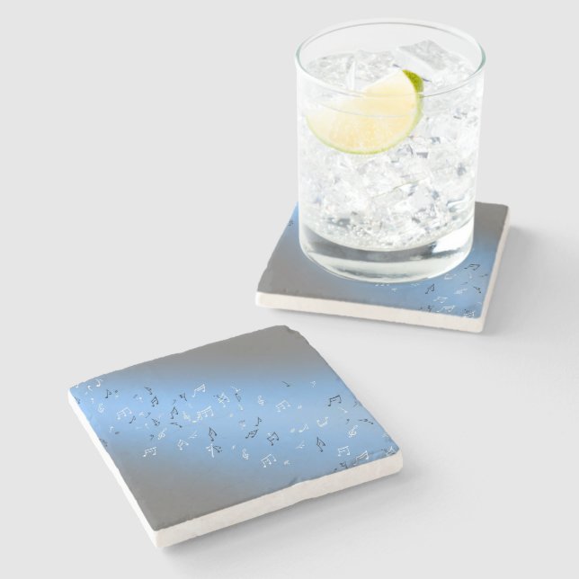 Musical notes in the moonlight Stone Coaster (Side)