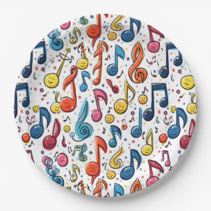 Musical Notes Kawaii Art Design Paper Plate
