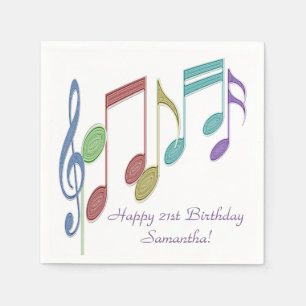 Musical Notes Linear Multicolor Custom Napkin