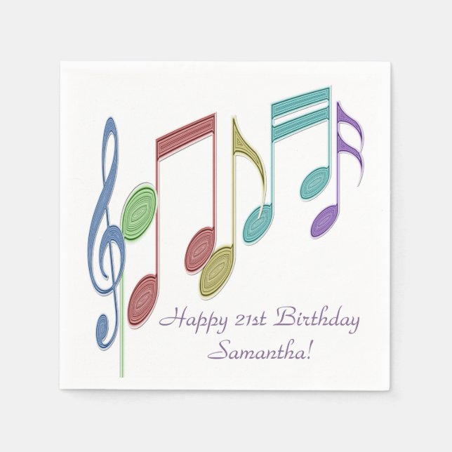 Musical Notes Linear Multicolor Custom Napkin (Front)