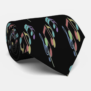 Musical Notes Linear Multicolor Tie