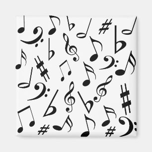 Musical Notes Magnet - Black and White