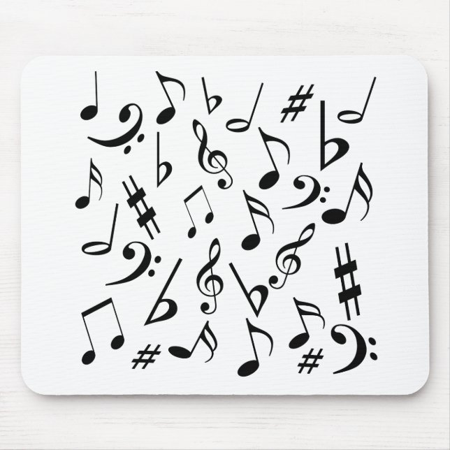 Musical Notes Mousepad - Black and White (Front)