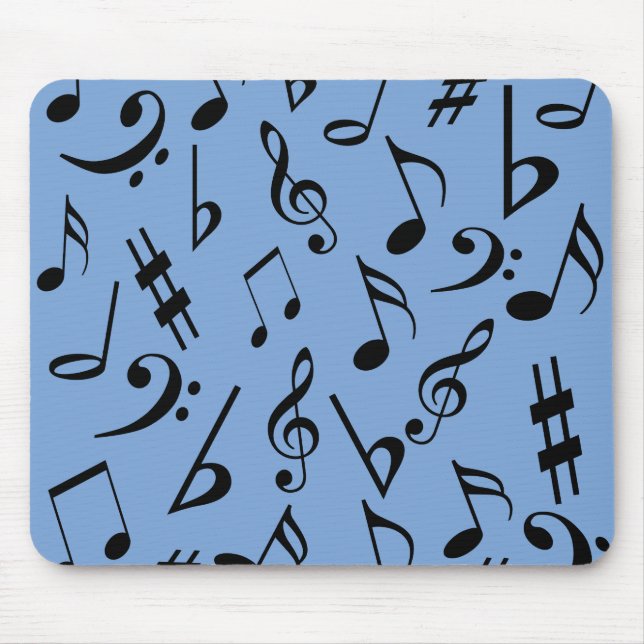 Musical Notes Mousepad - Sky Blue and Black (Front)