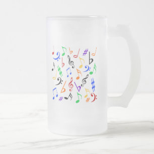 Musical Notes Mug - Frosted Glass