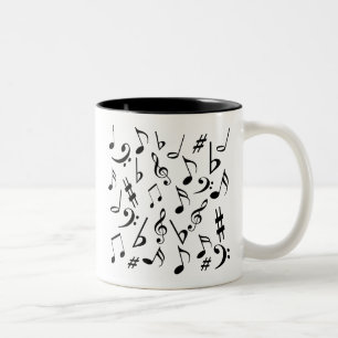 Musical Notes Mug - White & Black