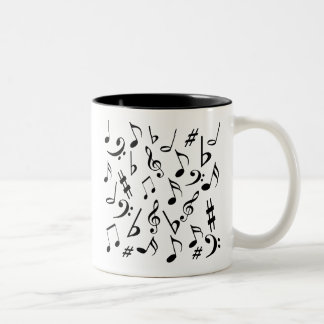 Musical Notes Mug - White & Black