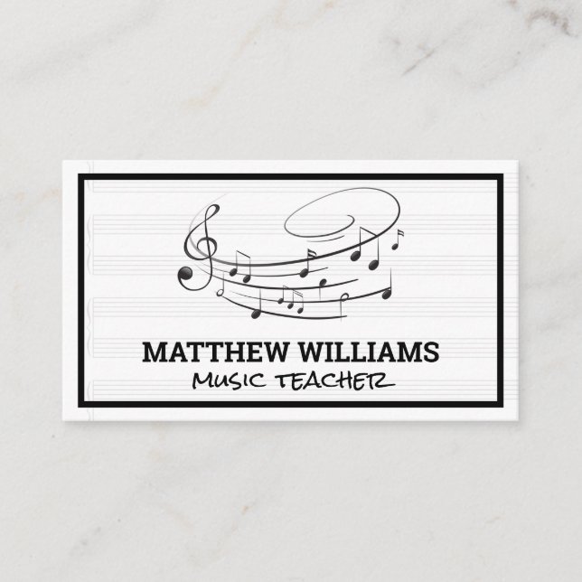  Musical Notes | Music Sheet Background Business Card (Front)