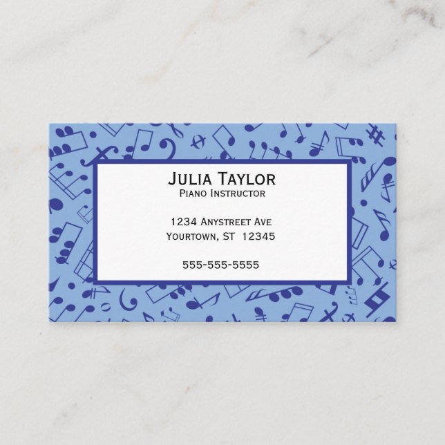 Musical Notes Music Teacher Composer Business Card (Front)