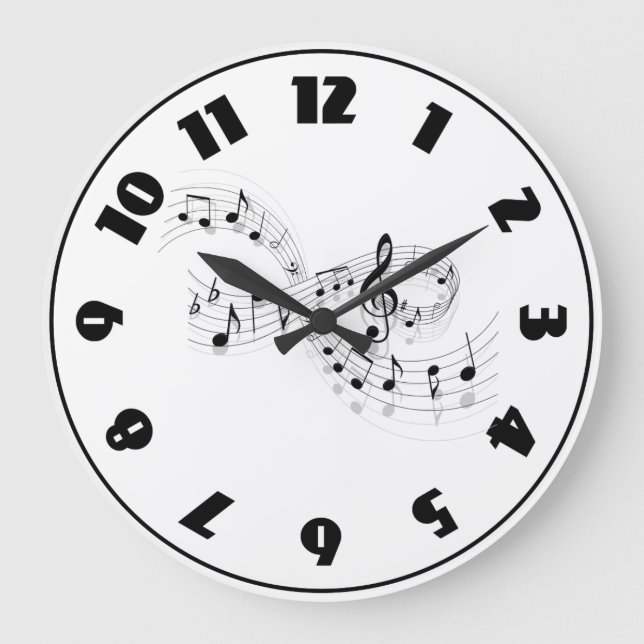 Musical Notes On A Staff Line Clock (Front)