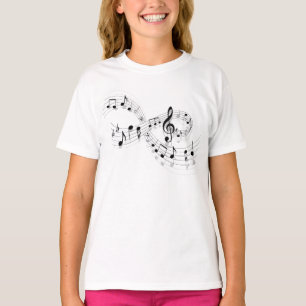 Musical Notes On A Staff Line Girls T-Shirt