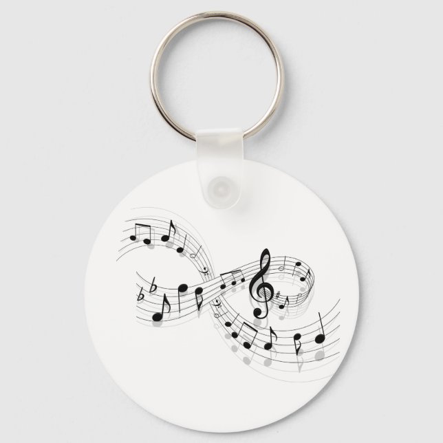Musical Notes On A Staff Line Keychain (Front)