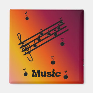 Musical Notes on a Varigated Background Magnet