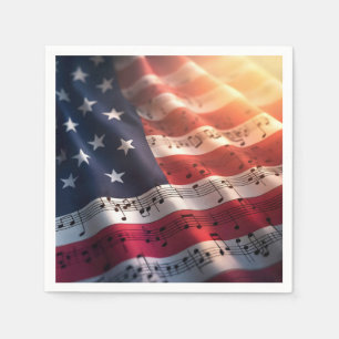 Musical Notes On an American Flag Napkin