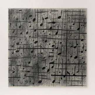Musical notes on dark charcoal texture jigsaw puzzle