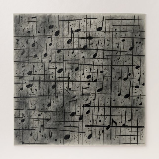 Musical notes on dark charcoal texture jigsaw puzzle (Vertical)