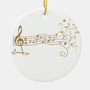 MUSICAL NOTES ON FUN  PENTAGRAM - HAPPY MUSIC GIFT CERAMIC TREE DECORATION