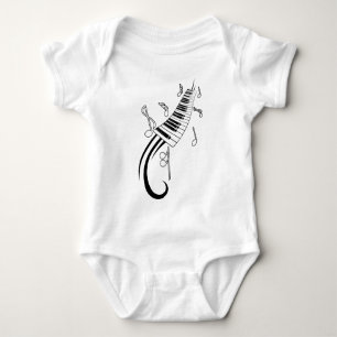 Musical Notes on piano keys Baby Bodysuit
