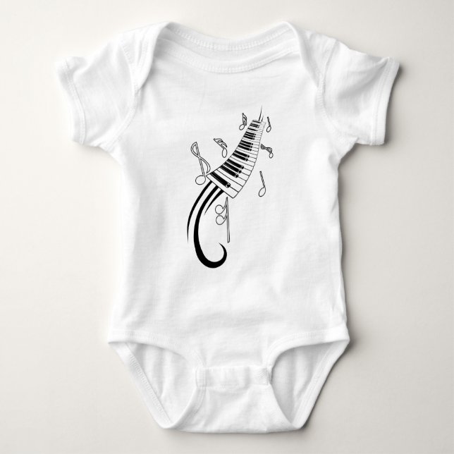 Musical Notes on piano keys Baby Bodysuit (Front)
