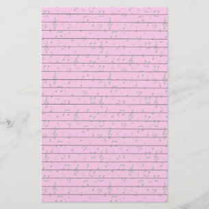 Musical Notes on Pink Stationery
