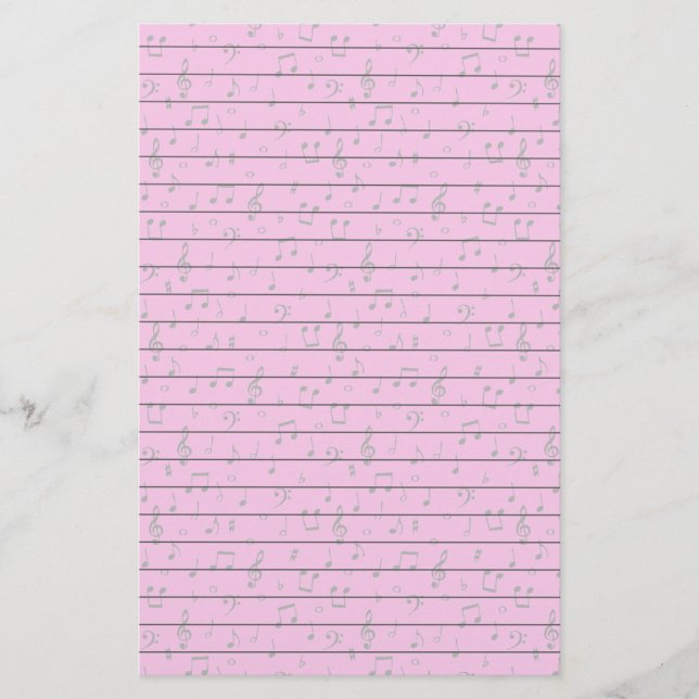 Musical Notes on Pink Stationery (Front)