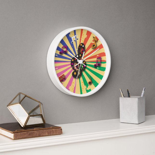Musical Notes on Sunsplash Background Wall Clock (Office)