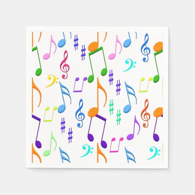 musical notes on white napkin (Front)