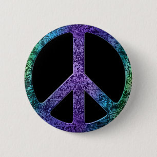 Musical Notes Pattern Peace Sign 6 Cm Round Badge