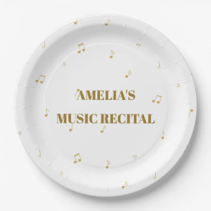 Musical Notes Pattern Treble Clef Music Event Paper Plate