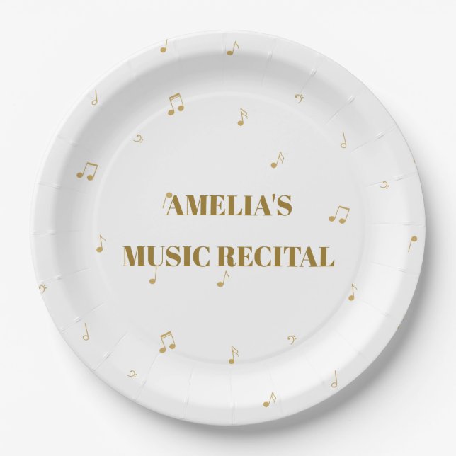Musical Notes Pattern Treble Clef Music Event Paper Plate (Front)