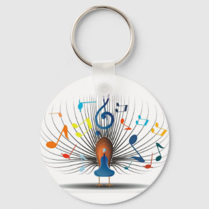 Musical Notes Peecock Key Ring