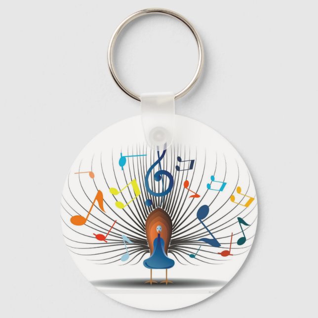 Musical Notes Peecock Key Ring (Front)
