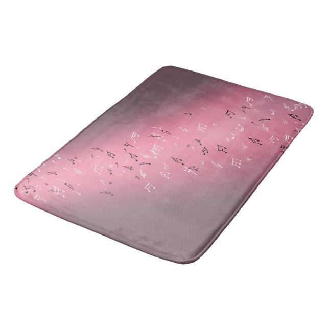 Musical Notes Pink Light Bath Mat (Angled)