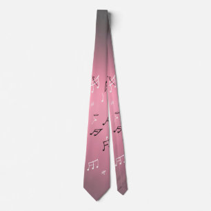Musical Notes Pink Light  Neck Tie