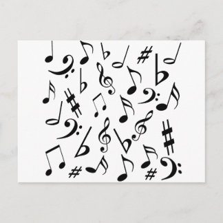 Musical Notes Postcard - White and Black
