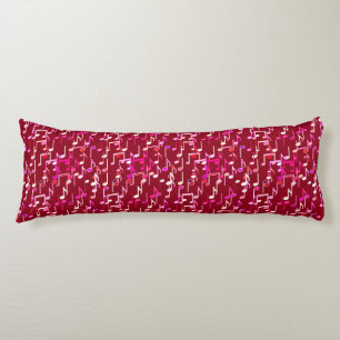 Musical Notes print - burgundy, multi Body Cushion