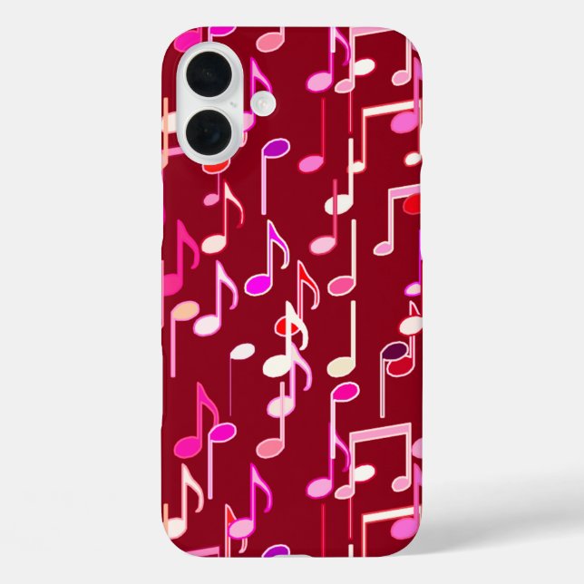 Musical Notes print - burgundy, multi Case-Mate iPhone Case (Back)